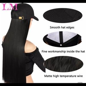 Baseball cap with attach hair extension